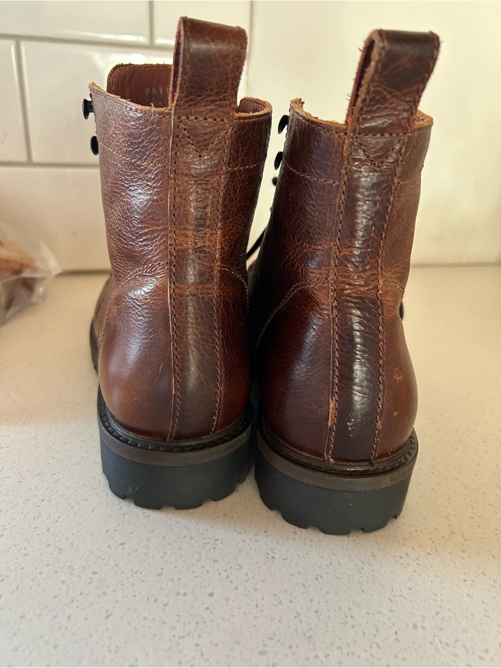 Men's Brown Leather Lace-Up Cap-Toe Boots - Picture 4 of 5